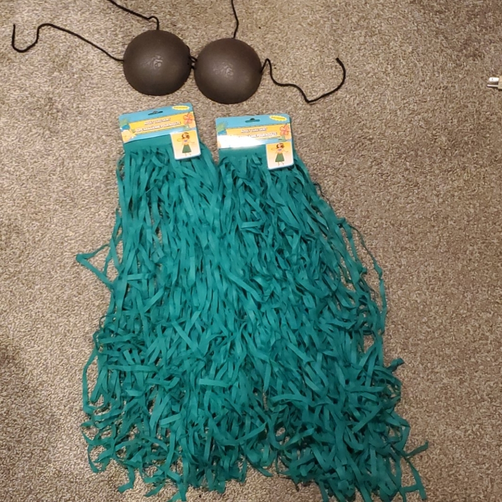 Adult luau outfit hula skirt and top